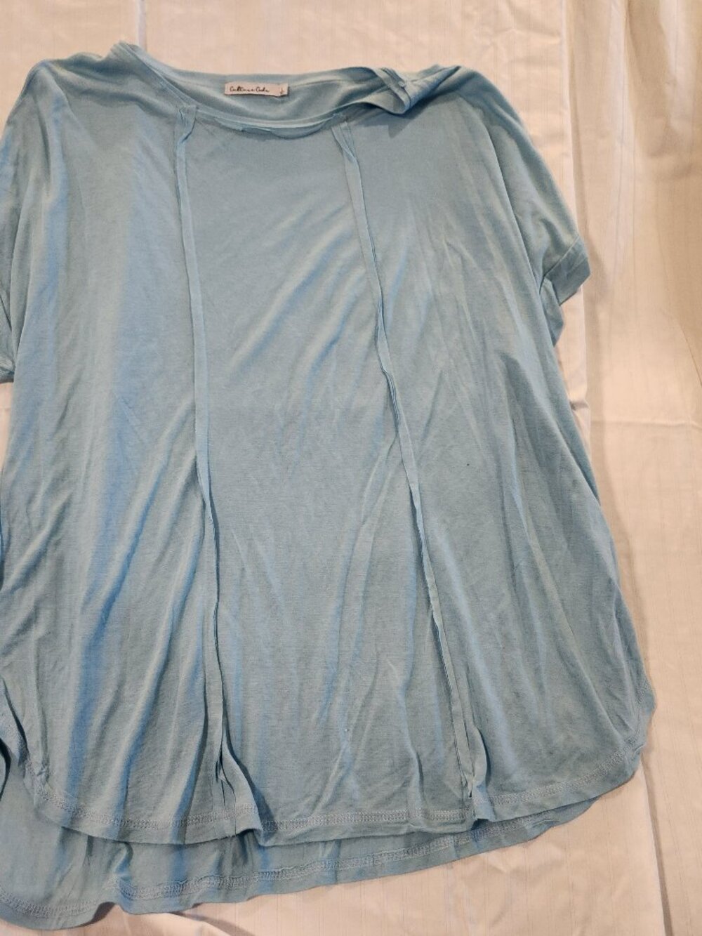 Culture Code Light Blue Raw Seam Oversized Rayon Tunics Tee Top Size Large